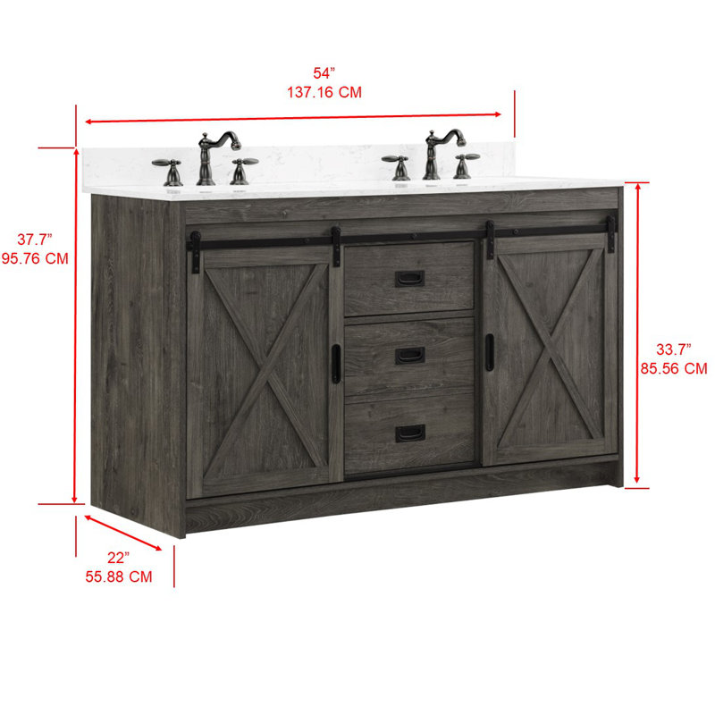 Sand & Stable Jillian 54'' Double Bathroom Vanity with Engineered Stone